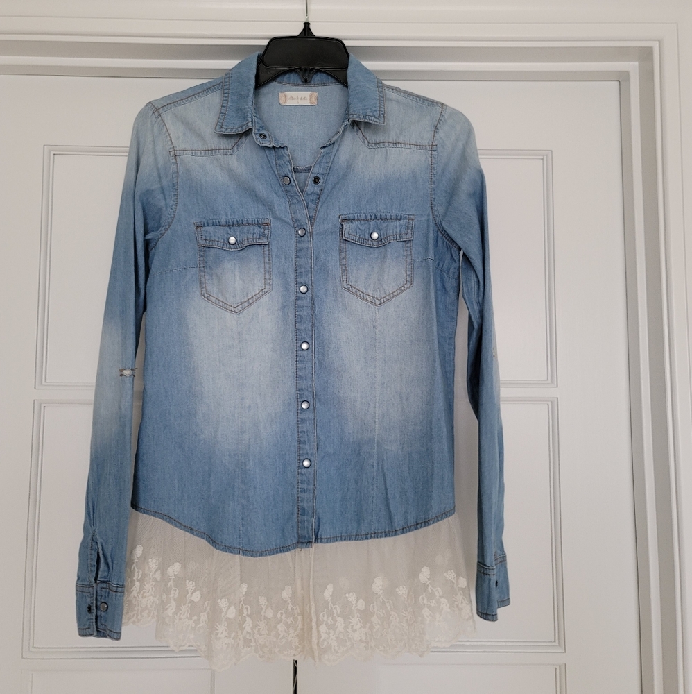 Altar'd State denim shirt w/lace